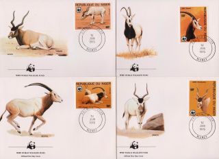 Niger 1985 World Wildlife Fund - Antelope - 4 First Day Covers - (96)