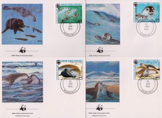 Mauritania 1986 World Wildlife Fund - Monk Seal - 4 First Day Covers Fdc - (14)