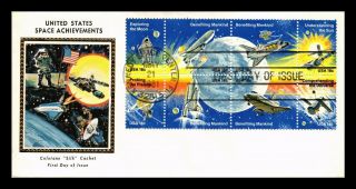 Dr Jim Stamps Us Space Achievements Fdc Colorano Silk Cover Block Of 8 Combo