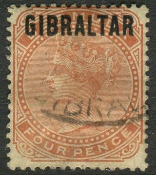 Gibraltar - 1886 4d Orange Brown.  A Fine Example Sg 5