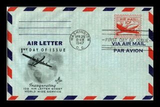 Dr Jim Stamps Us 10c Air Mail Letter Sheet Art Craft Fdc Cover Scott Uc16