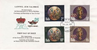 Malta 1971 50th Anniversary Of Our Lady Fdc Unadressed Vgc