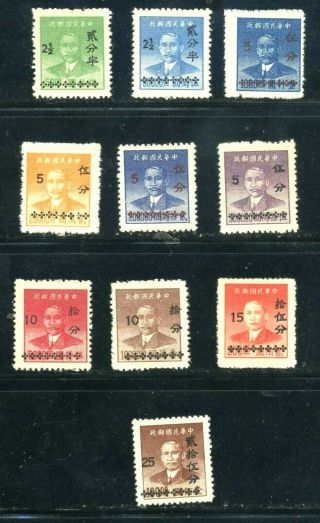 China 1949 Silver Yuan Surcharge Sc.  997 - 1006 Hinged Set