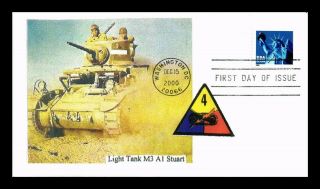 Dr Jim Stamps Us Military Light Tank M3 A1 Stuart Fdc Statue Of Liberty Cover