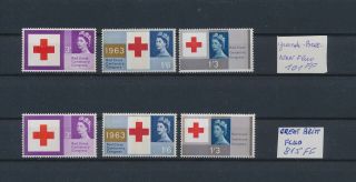 Lk70792 Great Britain 1963 Centenary Red Cross Fluo & Non - Fluo Mnh