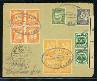 Bolivia Postal History: LOT 4 1937 REG Multifranked MAP ORURO - LEIPZIG $$$ 2