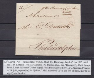 Lot:31232 Cover Entire Postal History From 12th March 1799 From Hamburg Dated