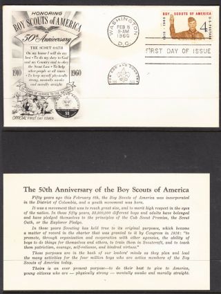 United States 1960 Scouts Fdc With Insert