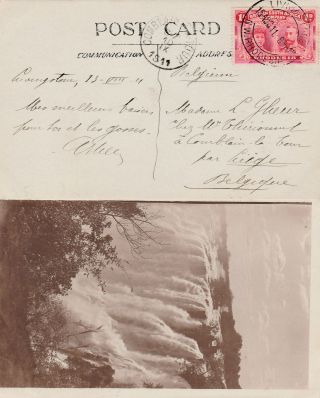 Rhodesia Nw To Belgium Livingstone 1d Double Head Victoria Falls Rppc 1911