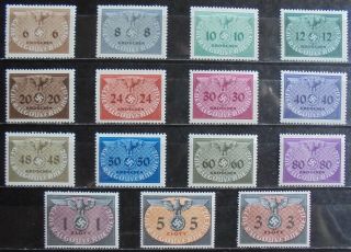 General Government 1940 Official Stamps,  Complete Set Of 15 Lmh