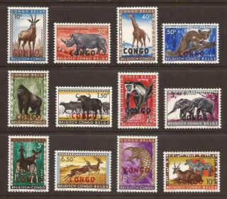 Congo (kinshasa) 1960 Sg378/89 Belgian Congo Opt Congo (animals) Set Mnh (jb7932