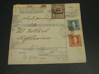 Austria Poland 1918 Radom Military Parcel Card 14