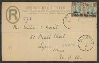 1902 British Bechuanaland Registered 4p Overprint Letter W/ Sct Stamp 34 X2