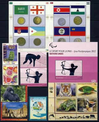 Un.  Geneva.  2012 Year Set.  11 Stamps,  3 Sheets.  Never Hinged