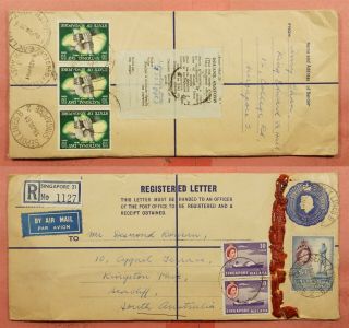1961 Singapore Malaya Registered Letter Airmail To Australia