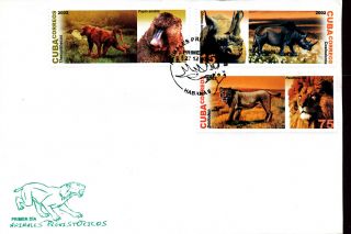 Prehistoric Animals Set & S/s 2002 Caribbean 3 Fdc
