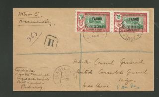 1928 French India Registered Cover To British Consul General In Saigon