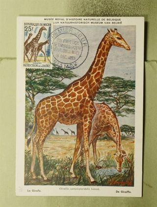 Dr Who 1959 Niger Fdc Maximum Card Wildlife Protection Animal Giraffe E55511