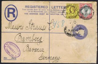1897 4 1/2d And 3d Jubilee Registered To Bamberg Germany Strauss & Co
