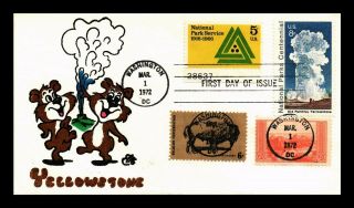 Dr Jim Stamps Us Yellowstone Combo Ellis Animated Hand Colored Fdc Cover
