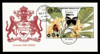 Dr Who 1991 Guyana Butterfly Lions Club S/s Fdc C129993