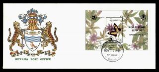 Dr Who 1989 Guyana World Stamp Expo Butterfly Express S/s Fdc C129986