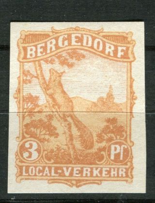 Germany 1860s - 70s Bergedorf Privat Local Post Hinged 3pf.  Value,  Imperf