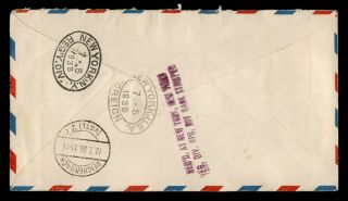 DR WHO 1938 NY REGISTERED PREXIE UPRATED AIRMAIL STATIONERY TO GERMANY e39846 2