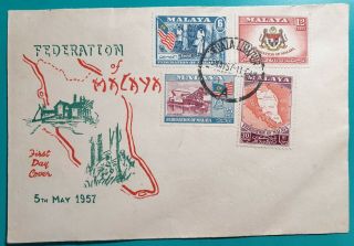1957 Federation Of Malaya Stamps Fdc