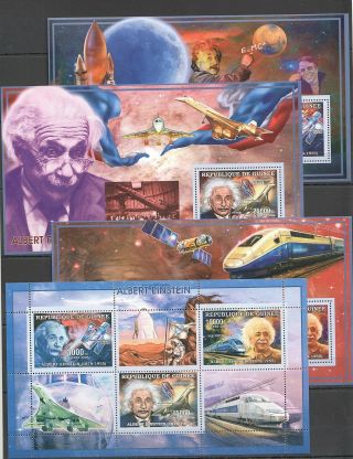 P1563 2006 Guinea Space Science & Technology Albert Einstein 3bl,  Kb Mnh Stamps