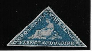 Cape Of Good Hope.  1855/63.  4d Blue.  Sg4a. ,  3 Margins.