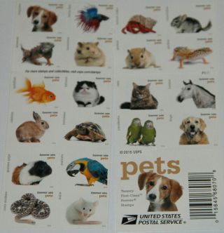 Usps 2016 Pets Postage Stamps 5 Sheets Of 20 Forever Stamps