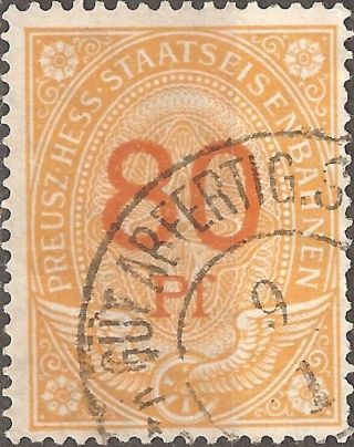 Prussia Preussen 80 Pfg.  Revenue Railway Old Germany Kingdom Of Orange