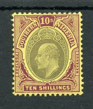 Southern Nigeria 1904 - 09 10s Grey - Black And Purple/yellow Sg31 Fine Mm Cat £170