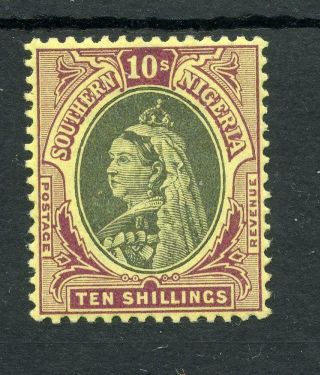 Southern Nigeria 1901 10s Black And Purple On Yellow Sg9 Fine Lh Cat £150