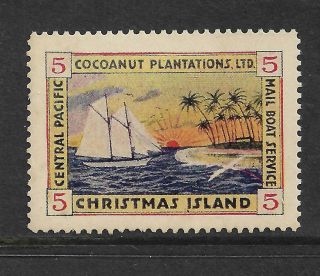 Christmas Island 1917 Cocoanut Plantations Local Stamp,  Gilbert & Ellice Islands