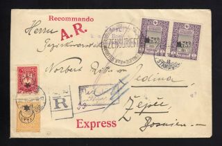 Turkey: 1916 Registered/special Delivery/censored Cover To Bosnia