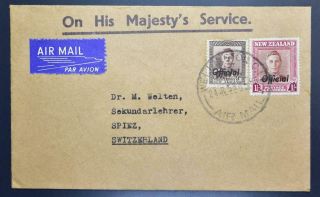 Zealand To Suisse 1953 Officials On Ohms Airmail Cover Wellington To Swiss
