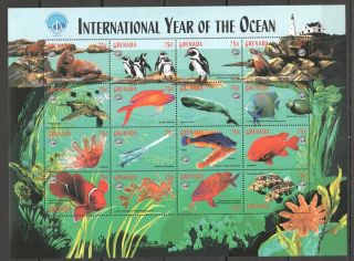 B1594 Grenada Fauna Marine Life International Year Of The Ocean 1sh Mnh Stamps