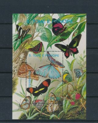 Lk63968 Sao Tome E Principe Insects Bugs Flowers Butterflies Sheet Mnh