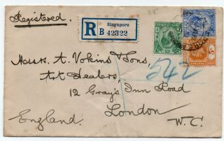 Straits Settlements Kgv Perfinned Cover To London