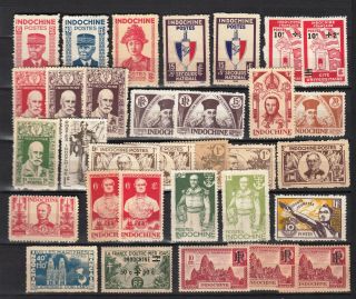 Indochina 1942 1946 Ngai Mh Sg Cv 28£ 34$ French Colonies Indochine Vietnam