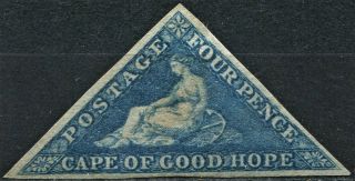 Cape Of Good Hope 1855,  Sg 6a,  6d Blue Triangle,  Cv £1,  000