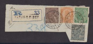 India Kgv Stamps On Registered Piece With China Tibet Yatung Cds.