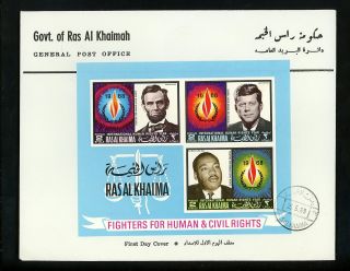 Postal History Ras Al Khaima Oversized Fdc Michel 228d Jfk Lincoln King Mlk 1968