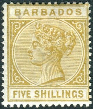 Barbados - 1886 5/ - Bistre.  A Mounted Example Sg 103