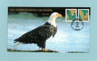 U.  S.  Fdc Bgc Cachet - Two Colorful Eagle Stamps