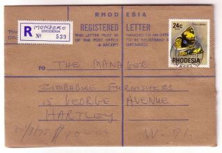 Rhodesia Postmark: 1977 Mondoko - Postal Stat Reg Envelope