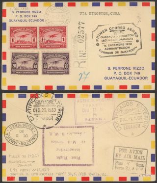 Ecuador 1930 - Air Mail Cover Flight To Jamaica 34823/10