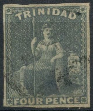 Trinidad 1859 Sg 25,  4d Grey - Lilac Britannia Imperf D84009